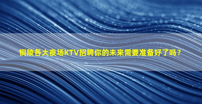 铜陵各大夜场KTV招聘你的未来需要准备好了吗？